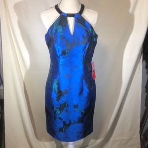 Carmen Marc Valvo Blue Halter Dress